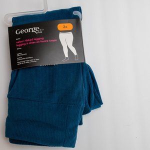 Velour Ribbed Legging - Teal